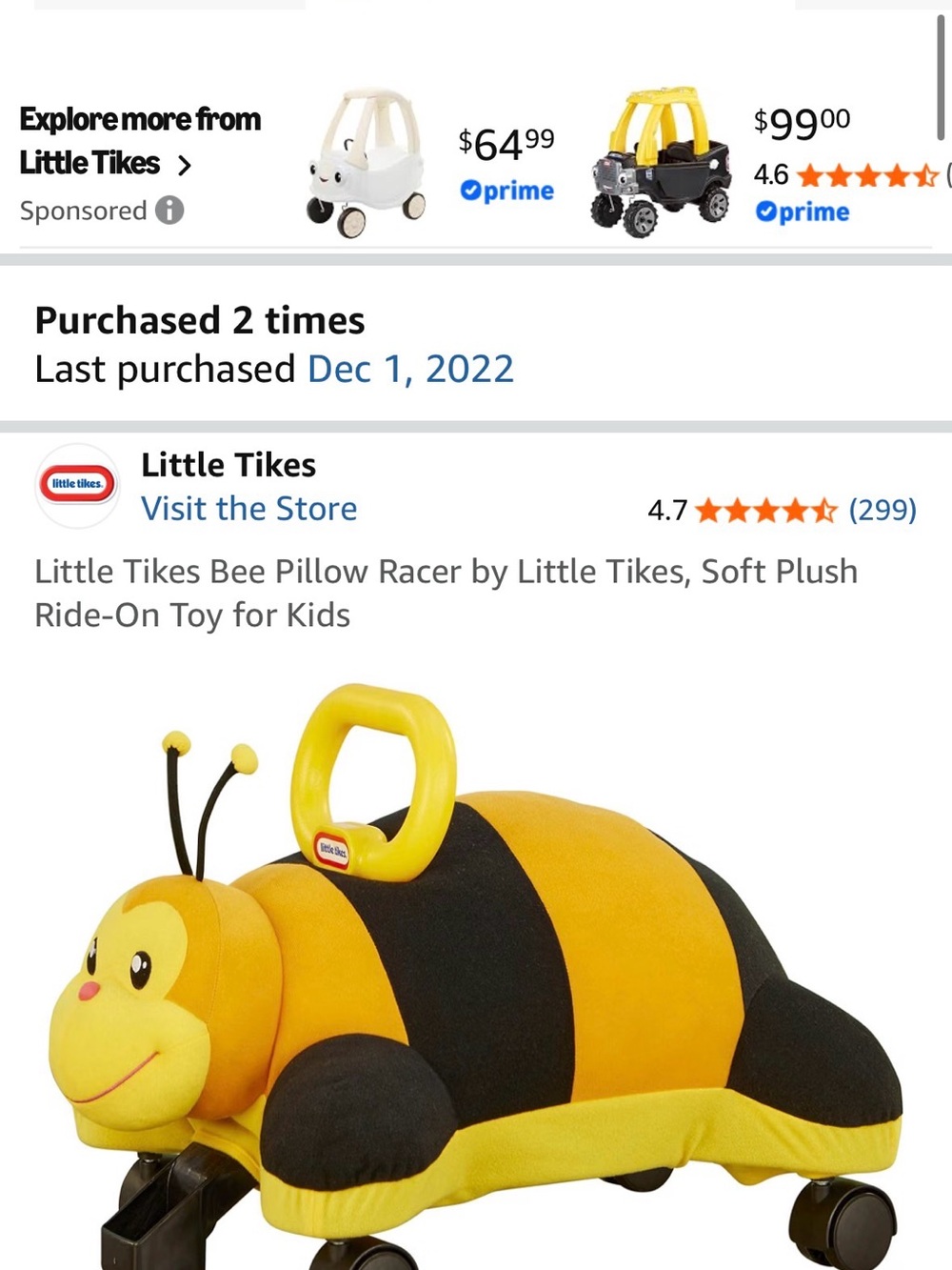 Little Tikes Yellow Bee Ride-On Racer